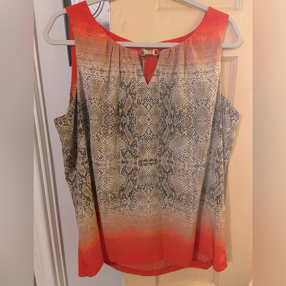Orange and animal print tank